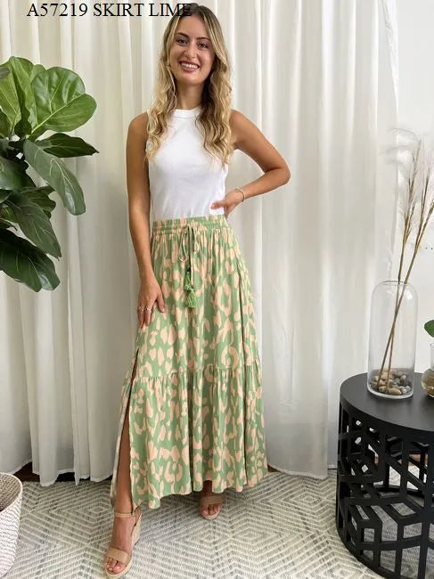SPLIT SKIRT - LIME