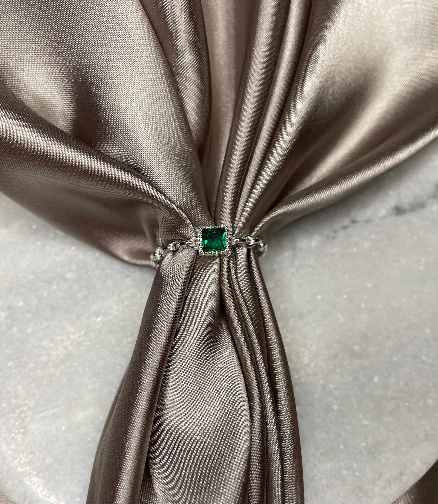 Adjustable Cubic Zirconia Green Minimalist Ring