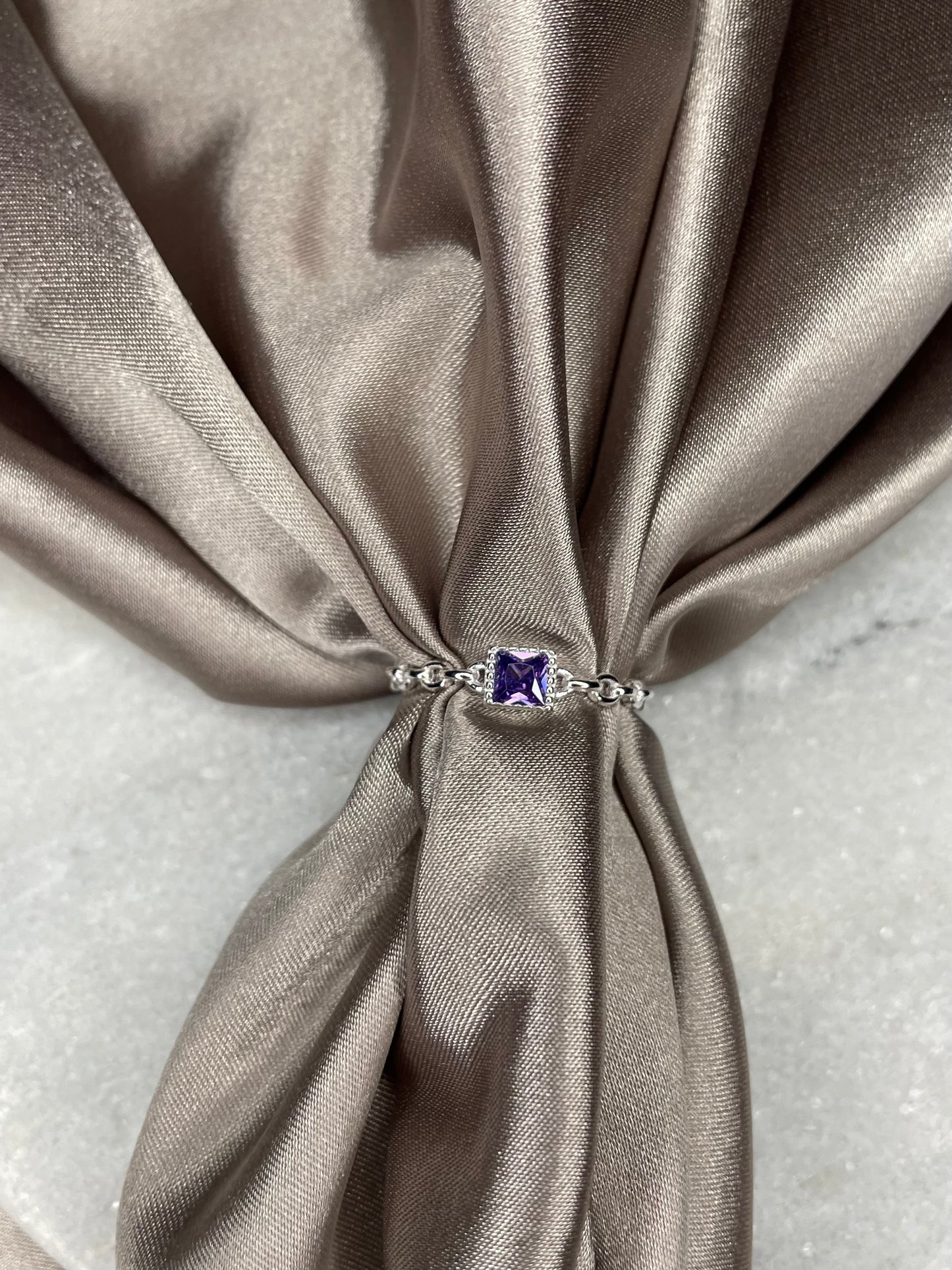 Adjustable Cubic Zirconia Purple Minimalist Ring