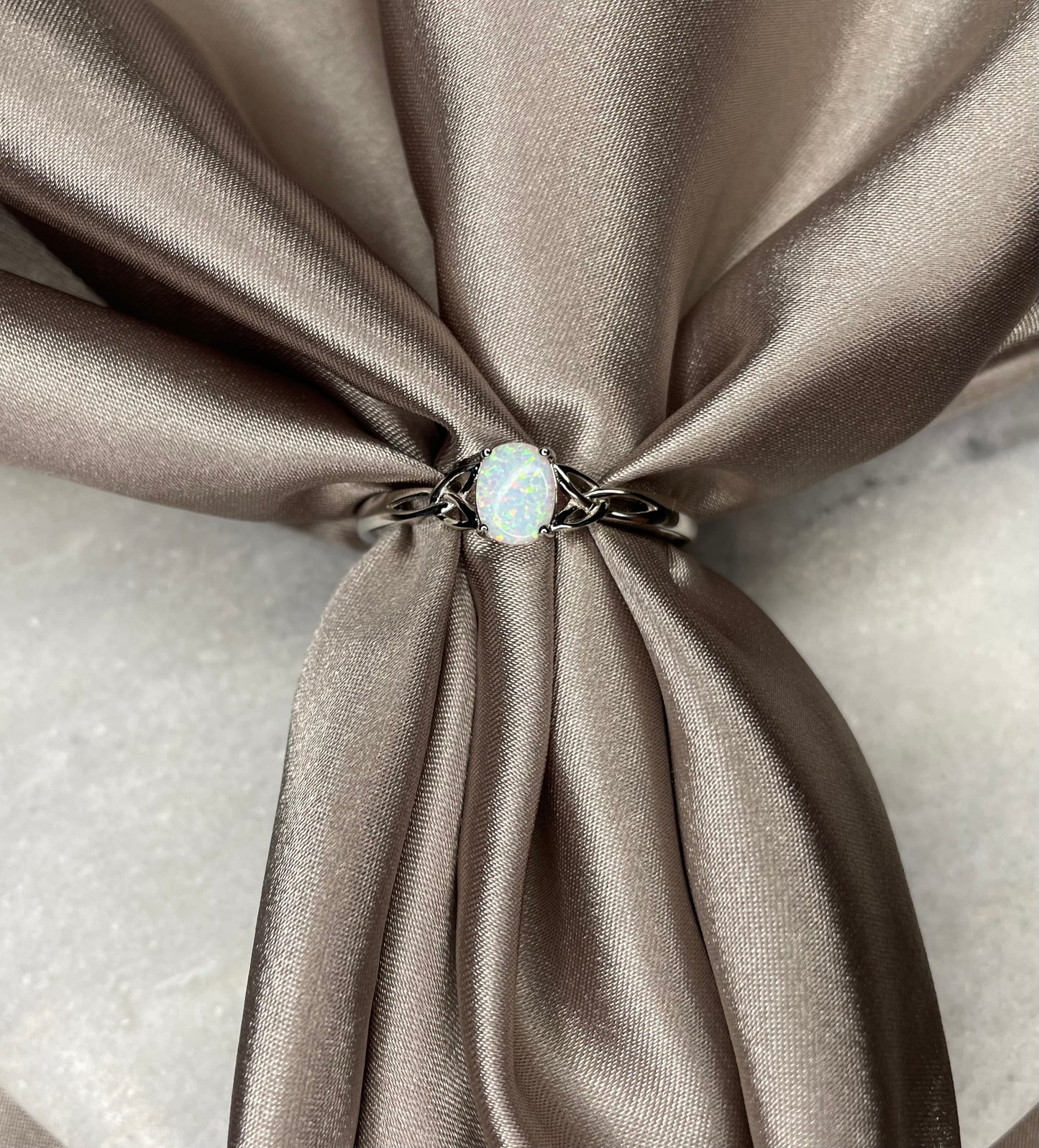Charmed White Lab Opal Ring