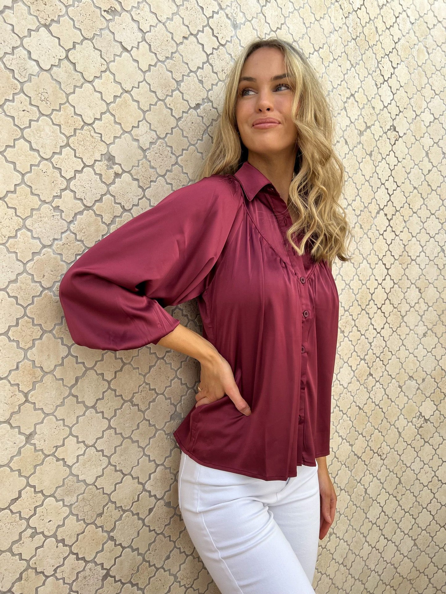 RILEY BLOUSE - SILKY CRUSHED BERRY