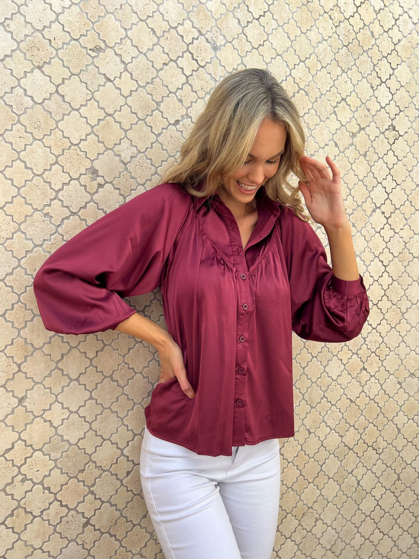 RILEY BLOUSE - SILKY CRUSHED BERRY