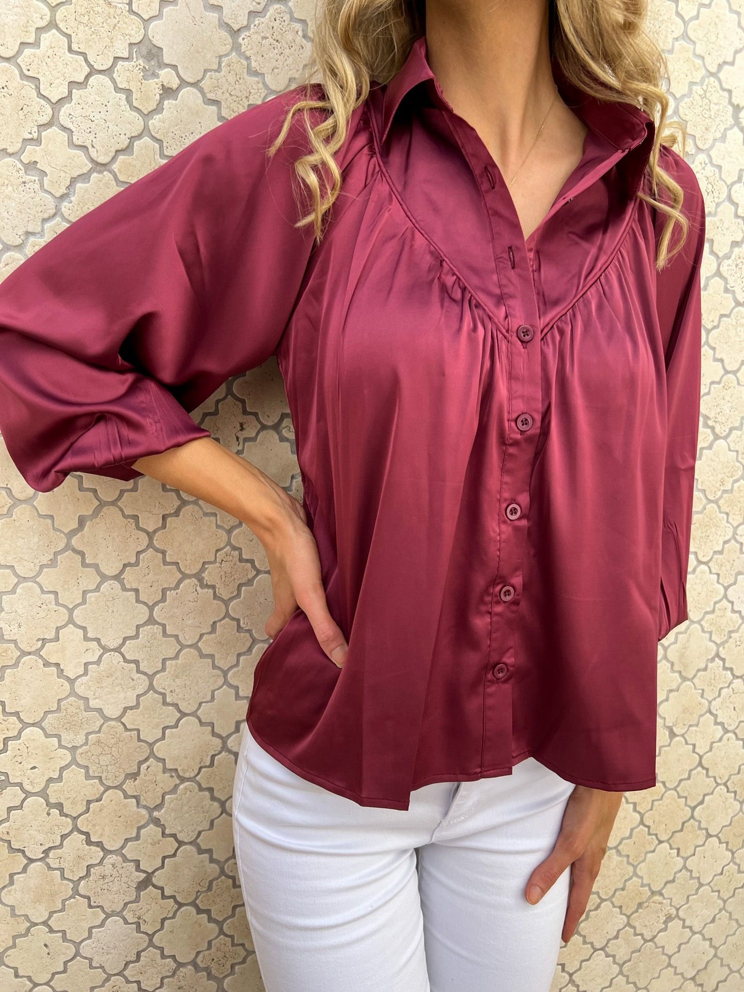 RILEY BLOUSE - SILKY CRUSHED BERRY