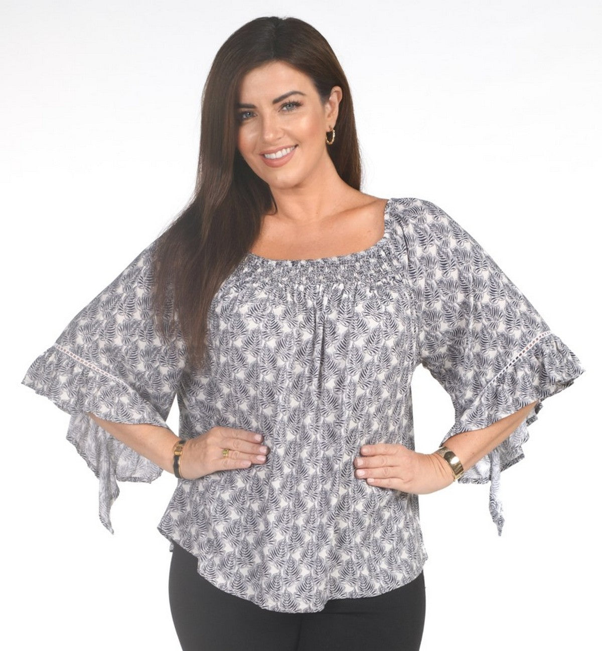 Stevie Top Black Leaf