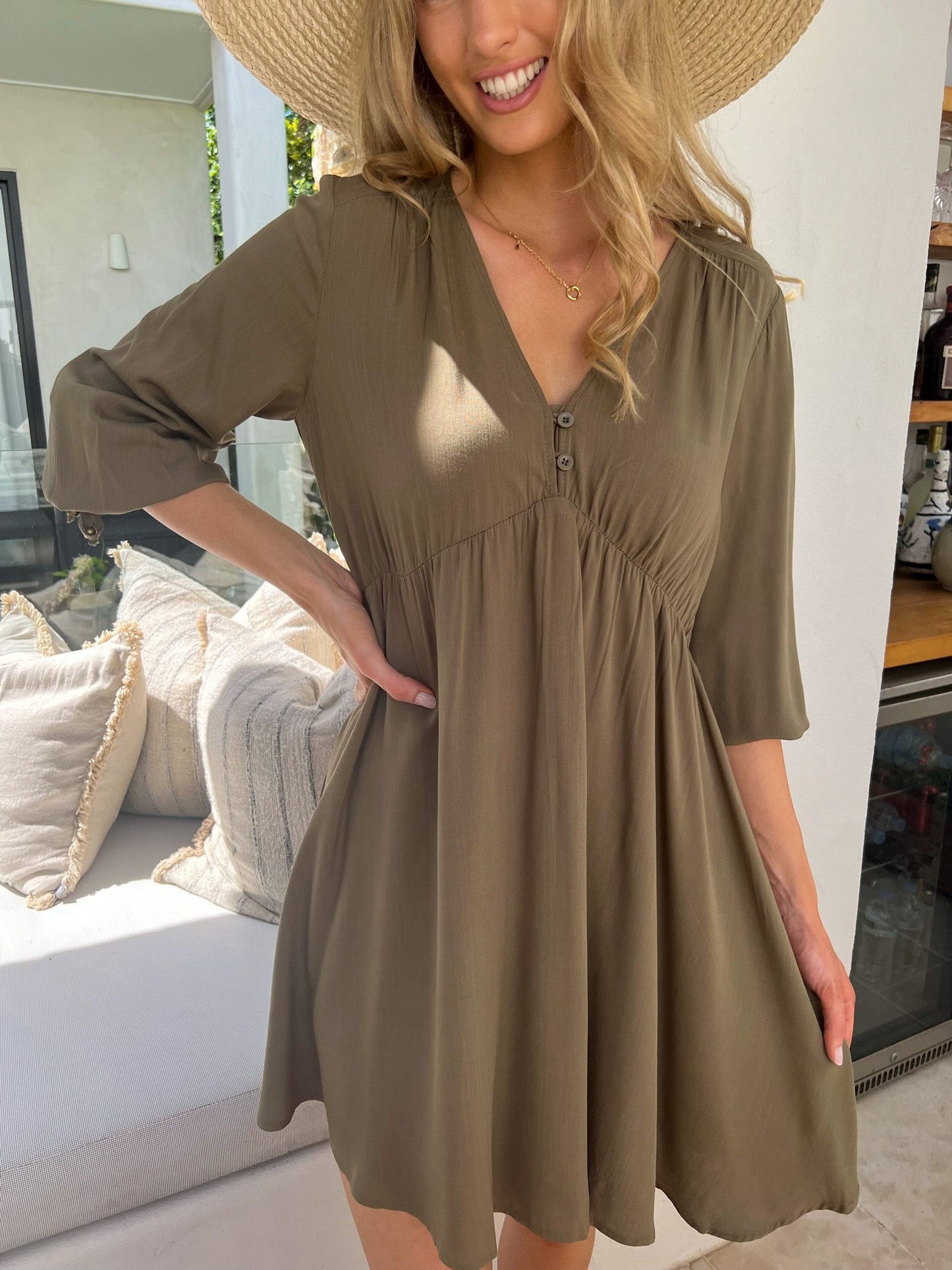 YASMIN DRESS - OLIVE